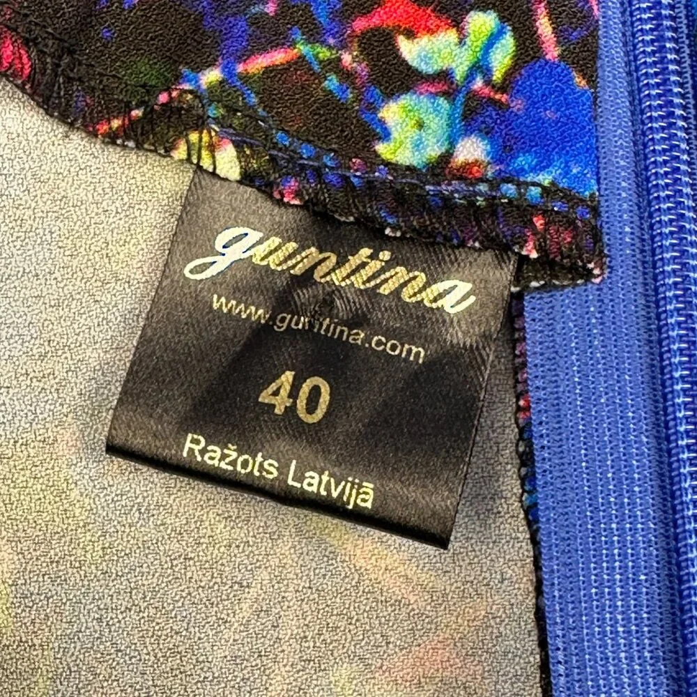 Guantina Womens Sweetheart Midi Bodycon blue dress M/40 Wearable Art Print Artzy - Picture 3 of 13